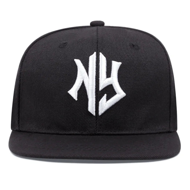 Men's and women's flat brimmed hatsStreet Embroidery Letter NYHip hop flat brimmed hat with adjustable styleFashionable