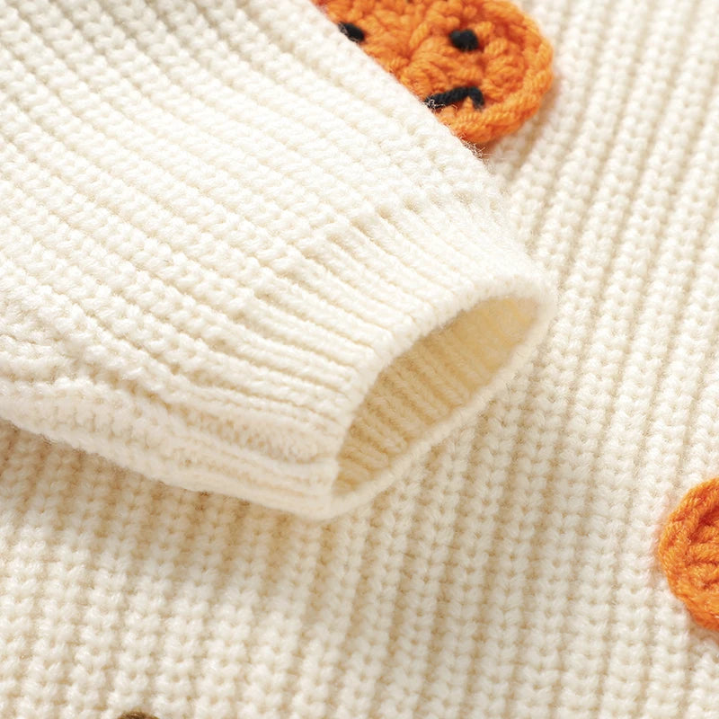 Newborn Baby Sweaters Knitted Fashion Orange Halloween Pumpkin Knitting Infant Kids Boys Girls Pullovers Tops 1-3Y Children Wear