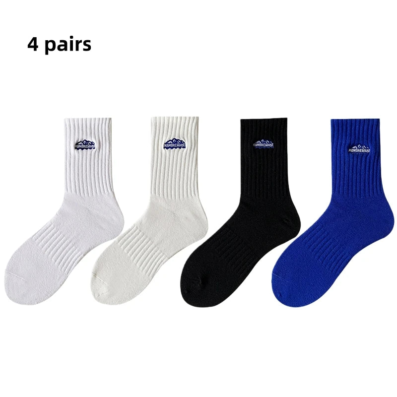 Sock Men's Spring Summer Retro Ribbed Mid-Calf Socks Trendy Breathable Comfort Casual Daily Wear Socks Fashion Sports Crew Socks