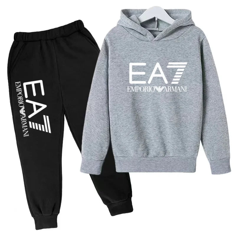 Kids Autumn Winter Hoodie Boy Girl 3-12Yrs Letter Print Clothing Casual Top+Trousers 2P Child Gift Brand Sports Coat Jogging Set