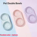 Plastic Pet Double Bowl Feeder PP Material Cat Dog Food Water Feeding Dish Non‑Slip Base Portable Pet Feeder Bowl