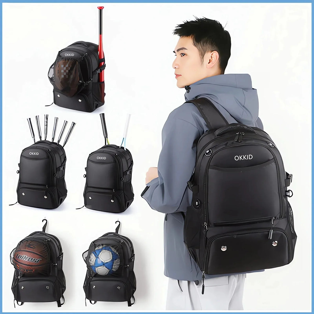 Basketball Backpack Large Sports Equipment Bag with Ball Holder & Shoe Compartment Sport Bags for Soccer, Volleyball,Gym, School
