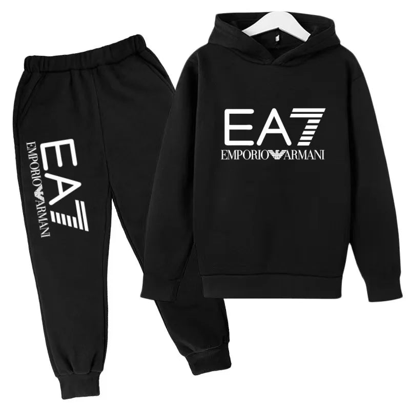 Kids Autumn Winter Hoodie Boy Girl 3-12Yrs Letter Print Clothing Casual Top+Trousers 2P Child Gift Brand Sports Coat Jogging Set