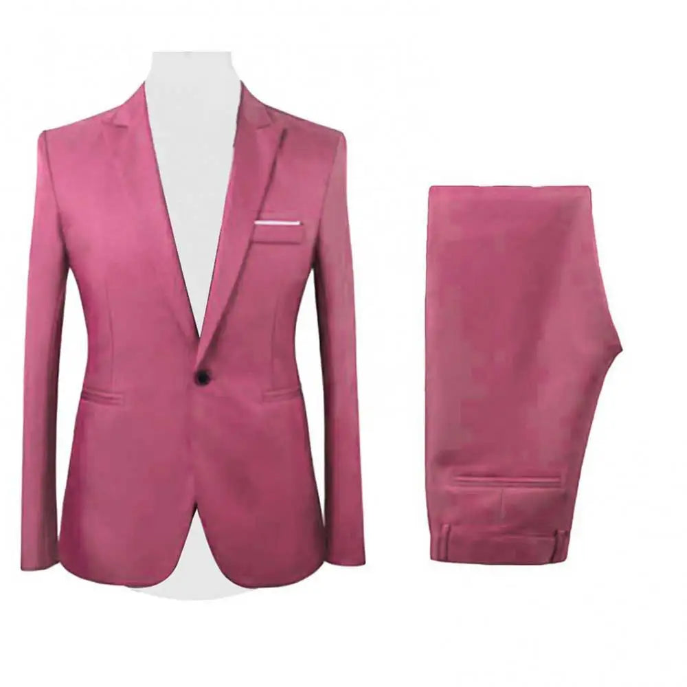 Men Suit Formal Party Long Sleeve Suit Pants Men s Solid Color Slim Fit Casual Business Suit Set Business Two piece Set