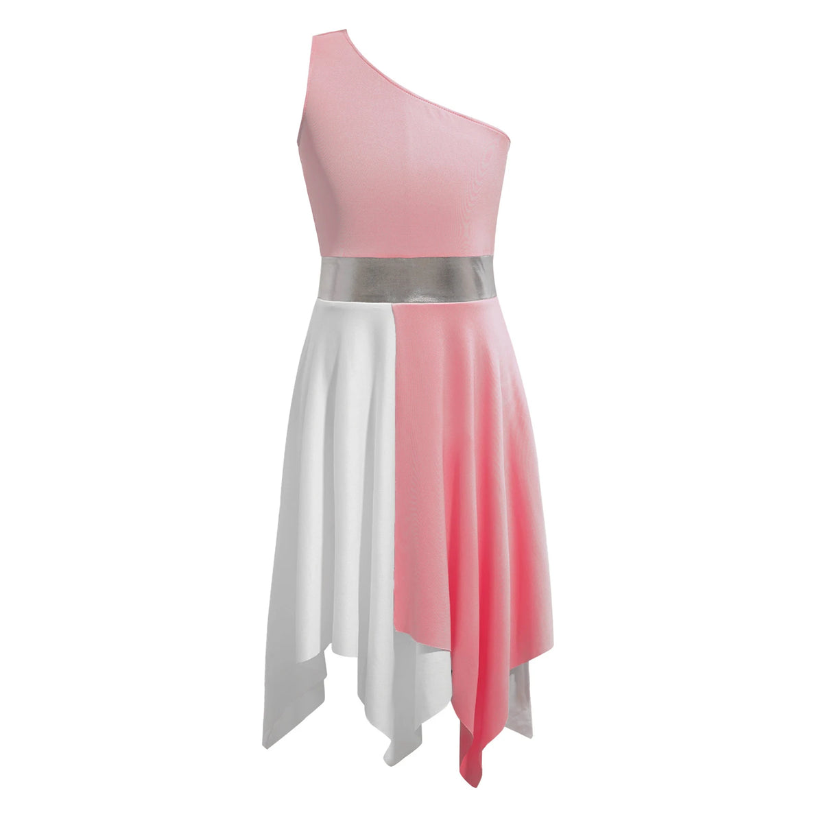 Kids Girls Etiquette Praise Dance Dress Sleeveless Church Christian Worship Costume Asymmetrical Tunic Contemporary Dance Dress