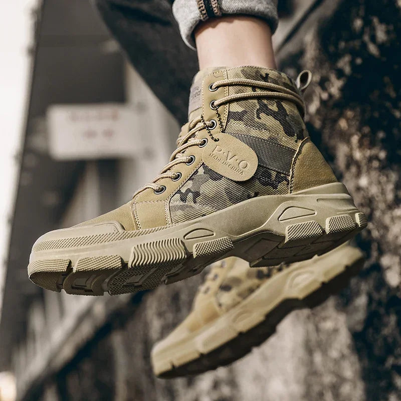 High-Top Boots for Men Autumn Camouflage Desert Casual Flats Mens Boot Breathable Non Slip Work Shoes for Men Zapatillas Hombre