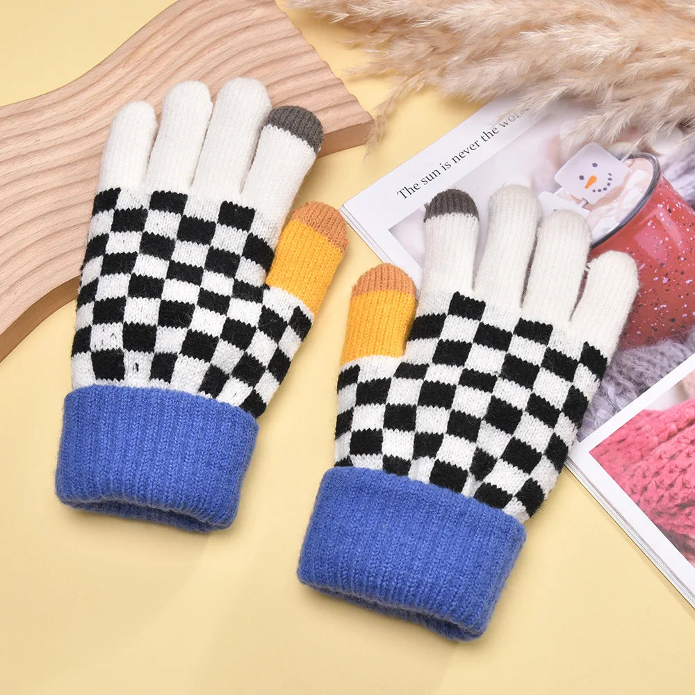 Women's Autumn Winter Gloves  Warm Hand Protection Touch Screen Splicing Thick Fashion Gloves Solid Color Simple Funny Wholesale