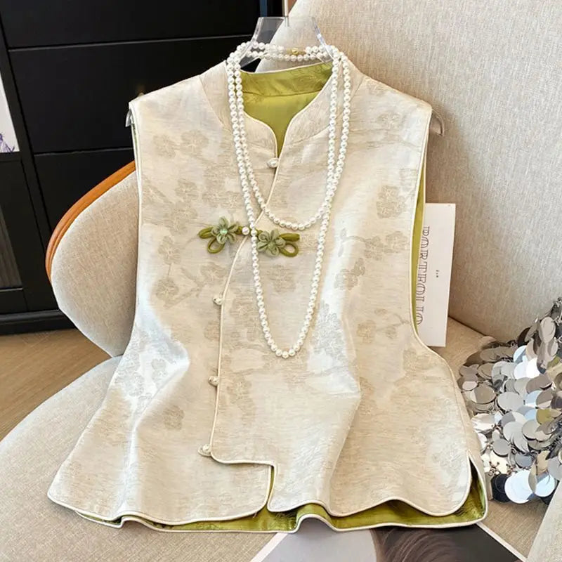 Thin Vest for Women Clothing Ethnic Style Print Vintage Clothes Streetwear Coats Women Jackets Chinese style Casual Summer