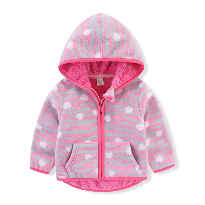 Boys Girls Autumn Winter Hooded Jacket Toddler Long Sleeve Zipper Outwear with Print Costume Baby Clothing New Arrivals
