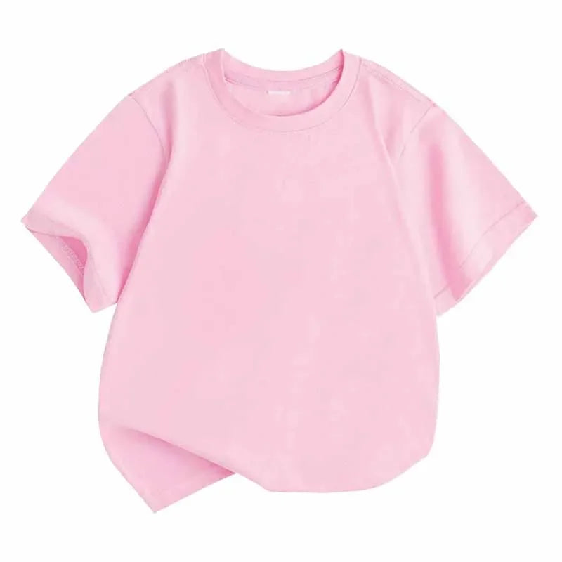 Children Solid Color Short Sleeve T-shirts for Boys Girls Summer Harajuku Minimalist Casual Fashion Tops Kids O-Neck Tees