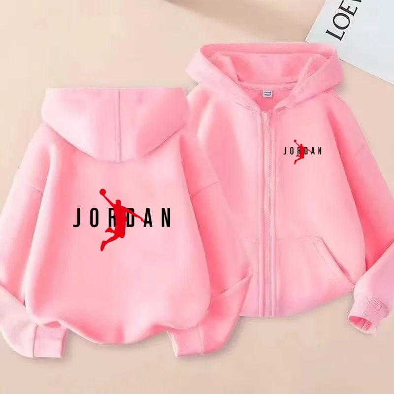 kids Autumn Winter Sweatshirt Basketball Charming Clothing Zipper Style Hoodie Girl Boy 3-12 Years Fashion Blue Black White Coat