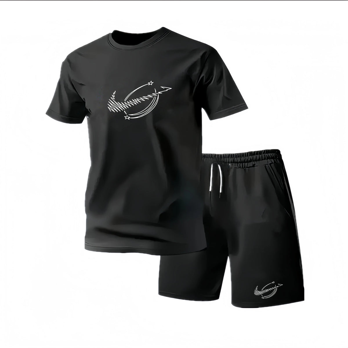 New Summer Fitness Sportswear for Men, Short-Sleeved T-Shirt and Shorts Two-Piece Set, Breathable and Quick-Drying Casual Wear.