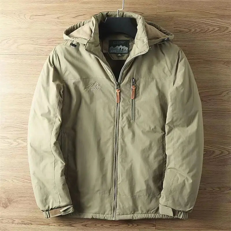 For autumn and winter, men's casual, detachable, hooded, windbreaker, loose and warm jacket