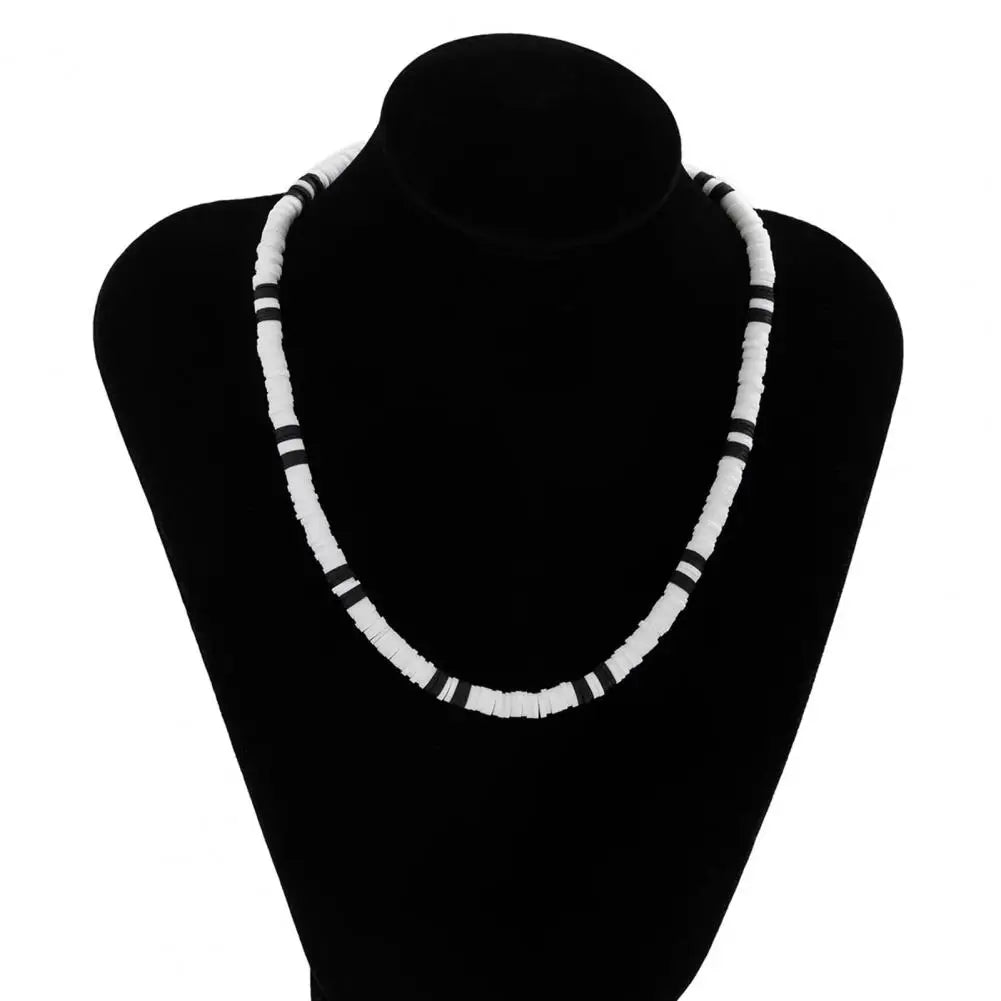 Men Necklace Black White Bicolor Retro Beaded Casual Bohemia Clavicle Necklace Fashion Jewelry For Neck Collar Trendy Girl Gift