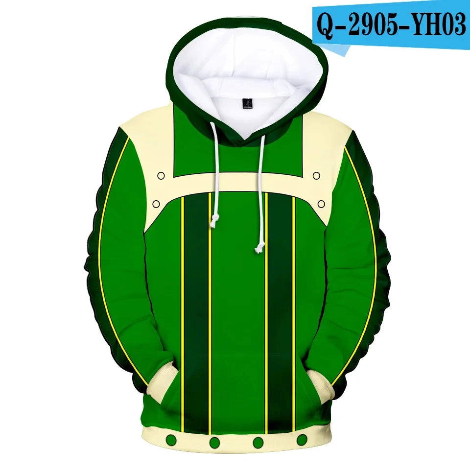 My Hero Academia Midoriya Izuku All Might Cosplay Costume School Uniform Boku No Hero Academia 3D Print Mens Hoodies Sweatshirts