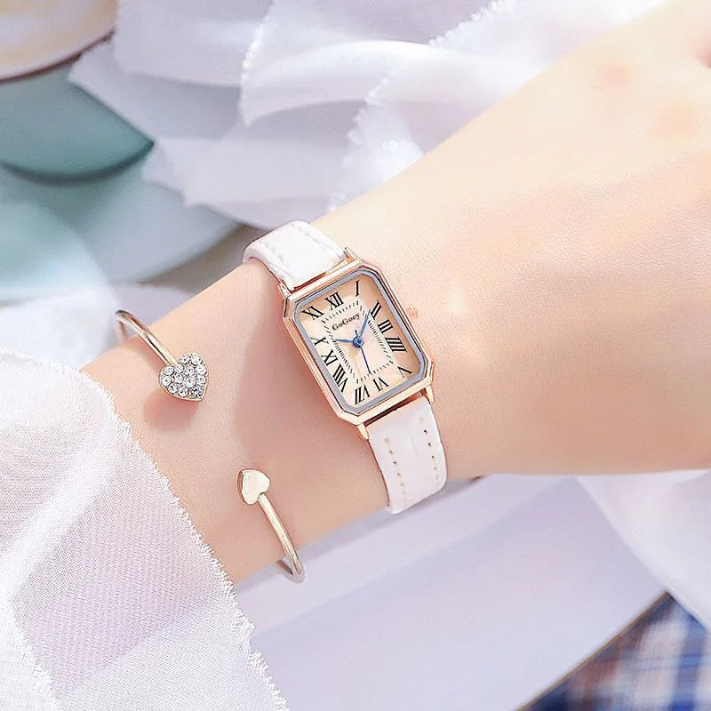 Fashion Retro Digital Dial Casual Watches Square Leather Strap Fashionable Clock Quartz Wristwatch for Women Gift