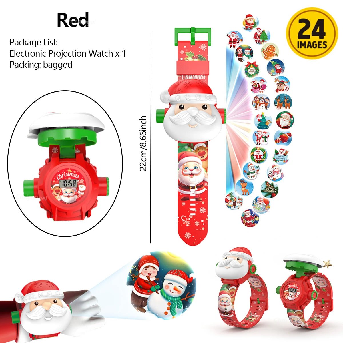 Kids Dinosaur Projection Watch Projector Toy with 24 Patterns Christmas Electronic Watch Educational Toys Gift for Boys Girls