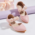 Summer New Fashion Children's Leather Shoes Rubber Soles Anti Slip Pointed-toe High Heels Flower Girls' Princess Sandals