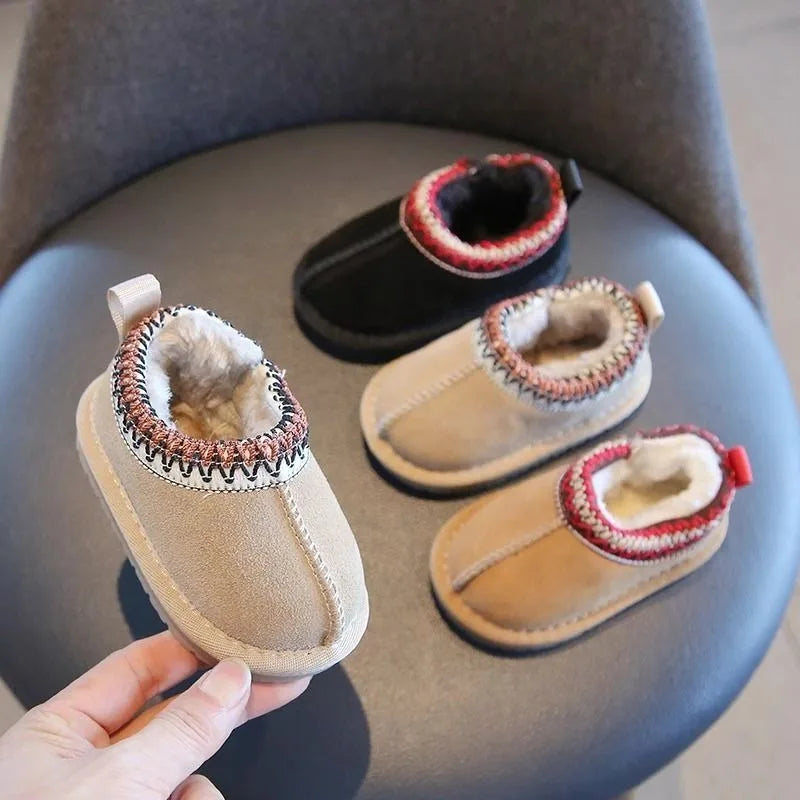 Children's Winter Snow Boots Warm Cotton Shoes for Toddler Little Kids Boys Girls Fleece Lined Thickened Ethnic Trendy Footwear
