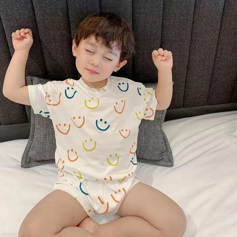 Pajama Set Children Short Sleeve Pajamas Kids Boys Children Summer Sleepwear Pyjama Kpop Boys Pjs Sets Boy's Pajamas for Boy