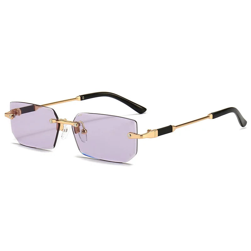Trendy Rimless Sunglasses for Men Women Luxury design Rectangle Frame Sun Glasses Retro Shades Summer Traveling Eyewear UV400