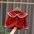Girls' Sweater Knitted Cardigan 2025 Autumn/Winter New Children's Wear Children's Sweater Children's Doll Neck Coat