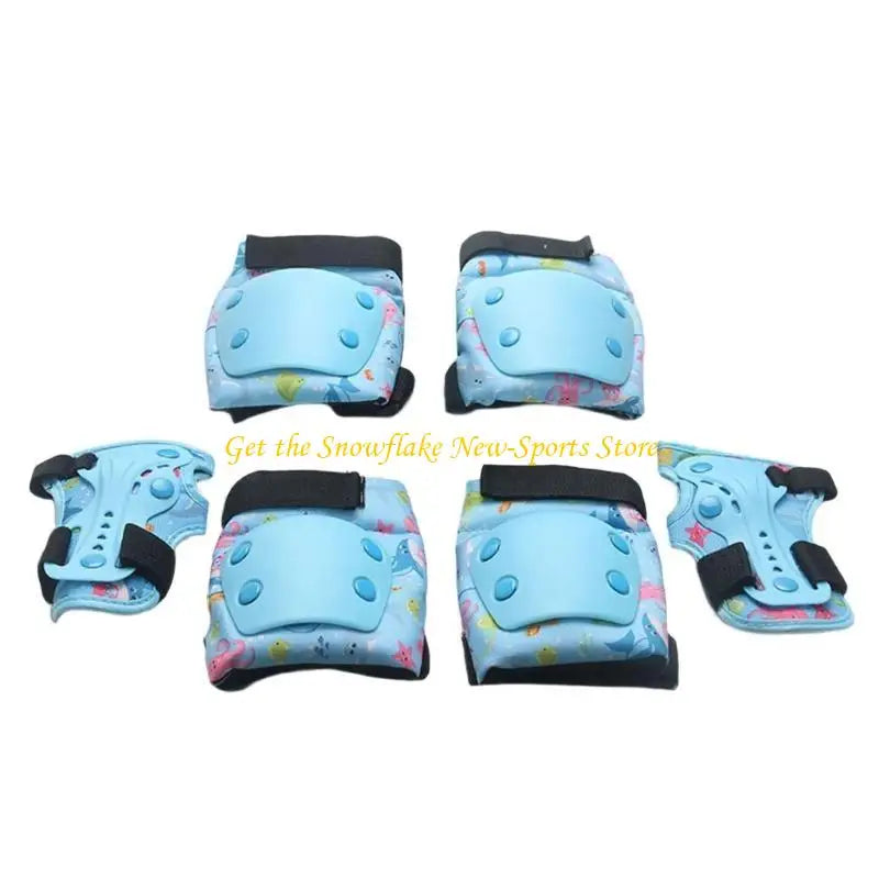 E56D 6Pcs Kids Outdoor Skating Gear Set with Skating Knee Guard Elbow Brace Hand Pad