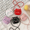 Baby Girls PU Leather Small Shoulder Crossbody Bags Cute Cat Kids Coin Purse Wallet Fashion Children's Mini Handbags