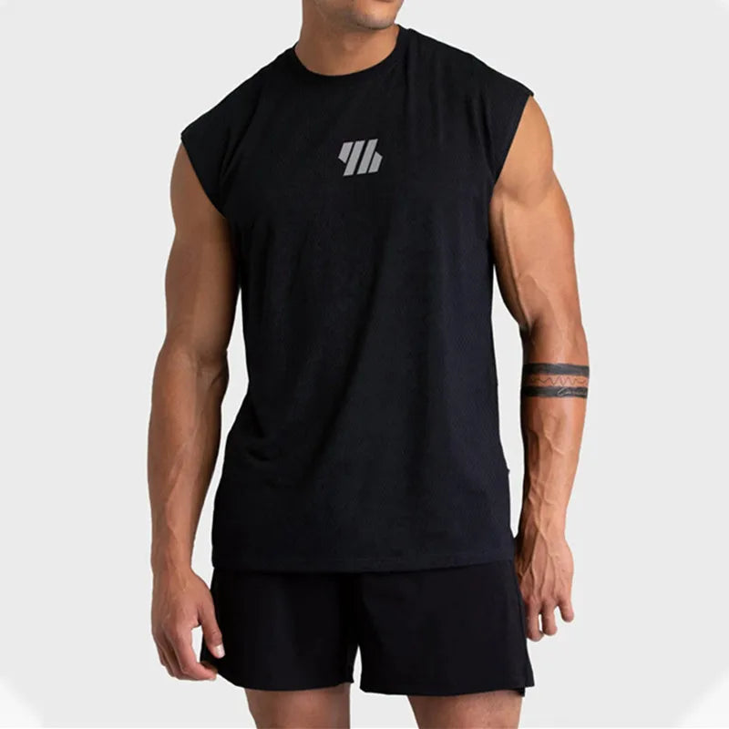 Summer new Gym Vest Men Bodybuilding Sleeveless Sports Tank Top quick-drying mesh Fitness Running Tank Top men Clothes