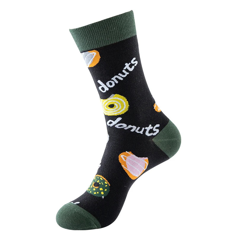 High Quality Funny Socks Women Men Cartoon Socks Seafood Eggs Avocado Sushi Sokken Calcetines Unisex Hip Hop Skateboard Socks