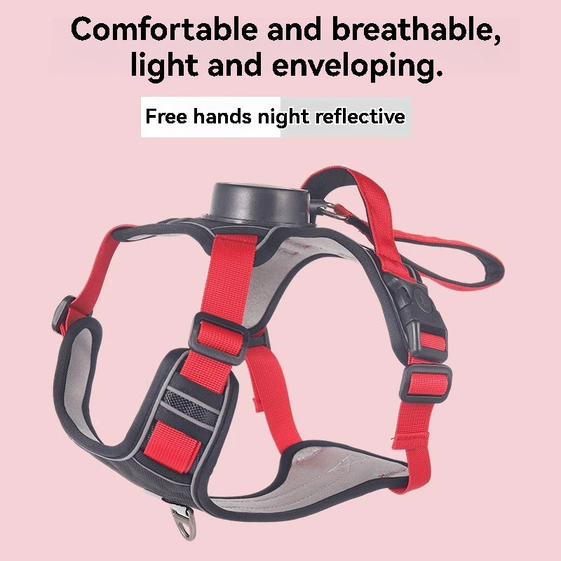 Collars Harnesses Leads Automatic Retractable Dog Leash Chest Back Strap Rope Integrated Vest Reflective Vest Pets Pet Supplies