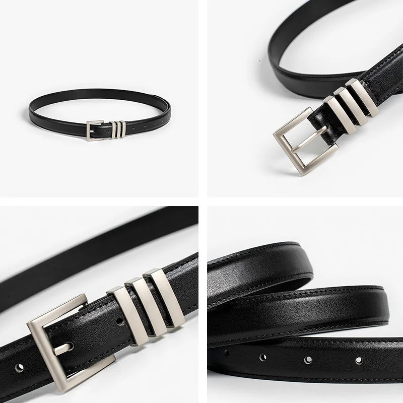 BEAUTODAY Belts Women Full Grain Leather Versatile Solid Color Metal Buckle 2024 Ladies Accessories Handmade 91055