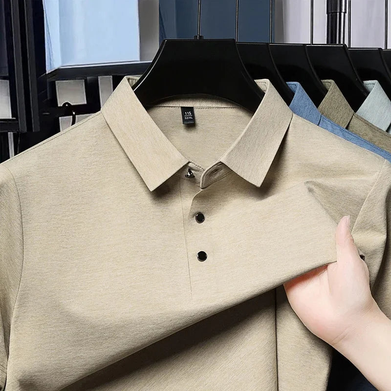 2026 New Men's Basic Polo Shirt Comfortable Breathable Fabric Short Sleeve Top For Office And Outdoor Activities