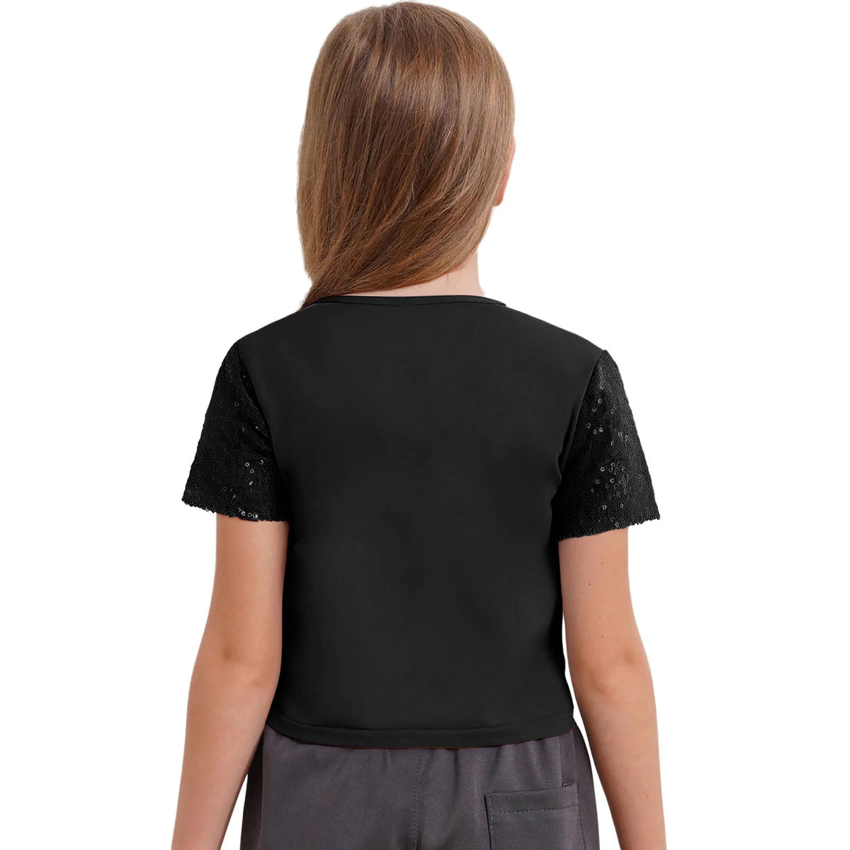 Children T-shirts Short Sleeve T-shirt Sparkling Sequins Tops Streetwear Girls Boy Jazz Dance Costume Kids Performance Clothes
