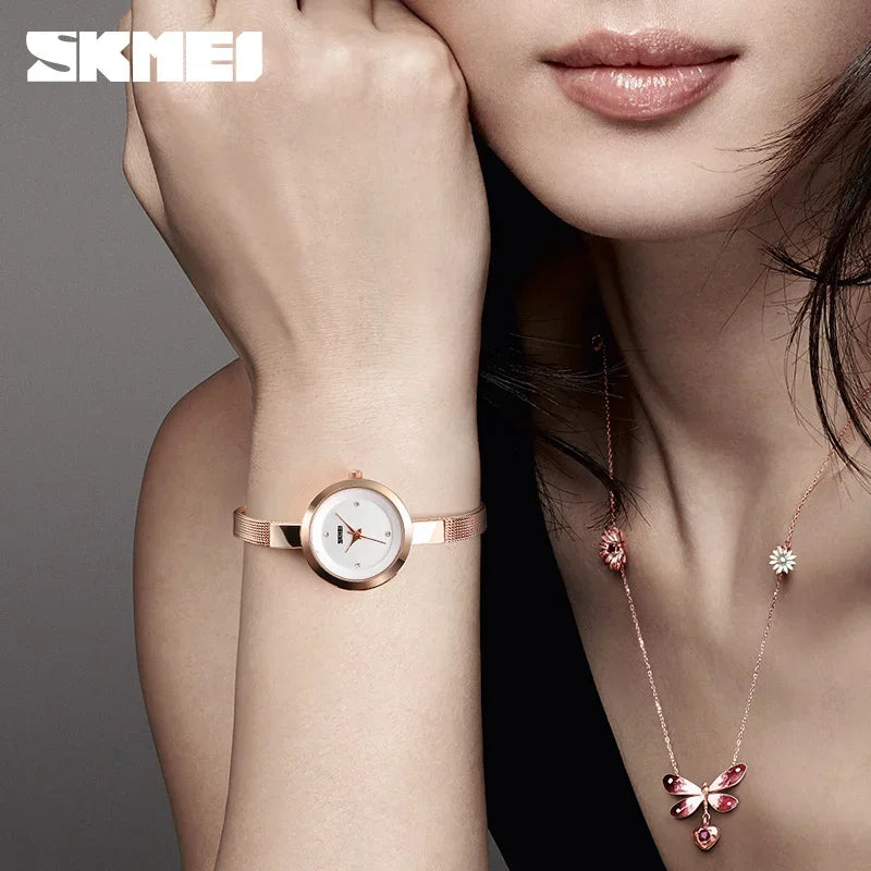 SKMEI 1390 Luxury Elegant Quartz Watch for Women Sport Waterproof Girl Bracelet Woman Wristwatches Ladies Gift 1410 Montre Femme