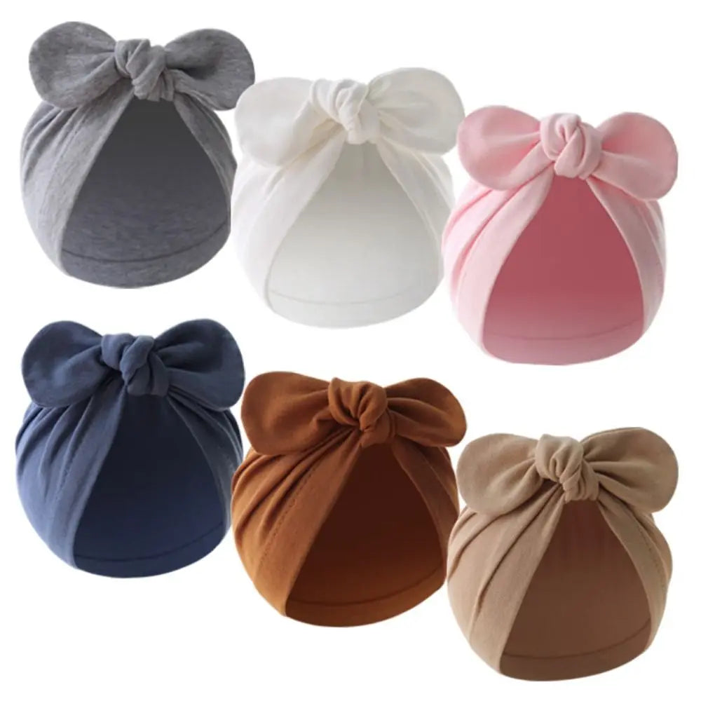 Baby Girls Boys Hat Cute Flower Knot Bunny Ears Hat Cotton Newborn Beanie Caps For Kids Toddler Infant Hair Accessories