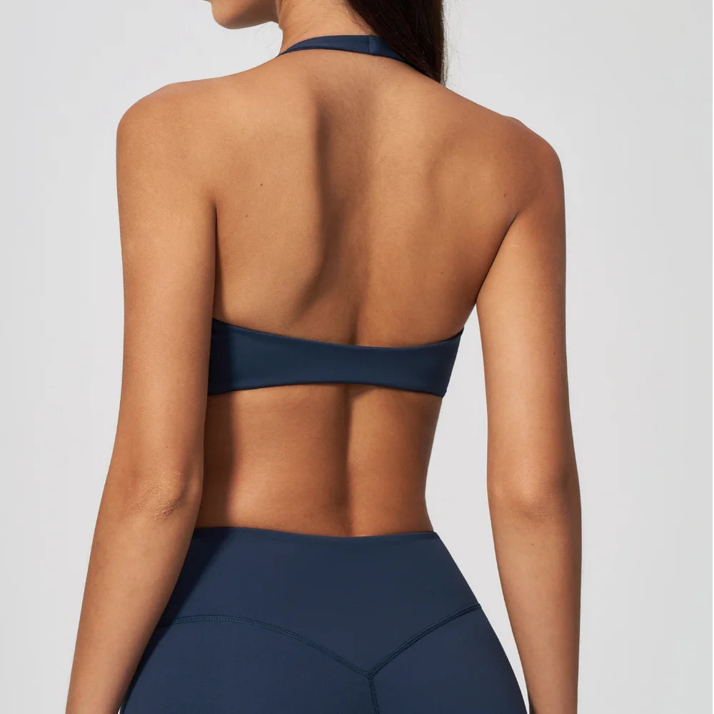 Sports Underwear Women Halter V Neck Sports Bra Yoga Workout Top Athletic Cami Fitness Running Workout Gym Support Active Vest