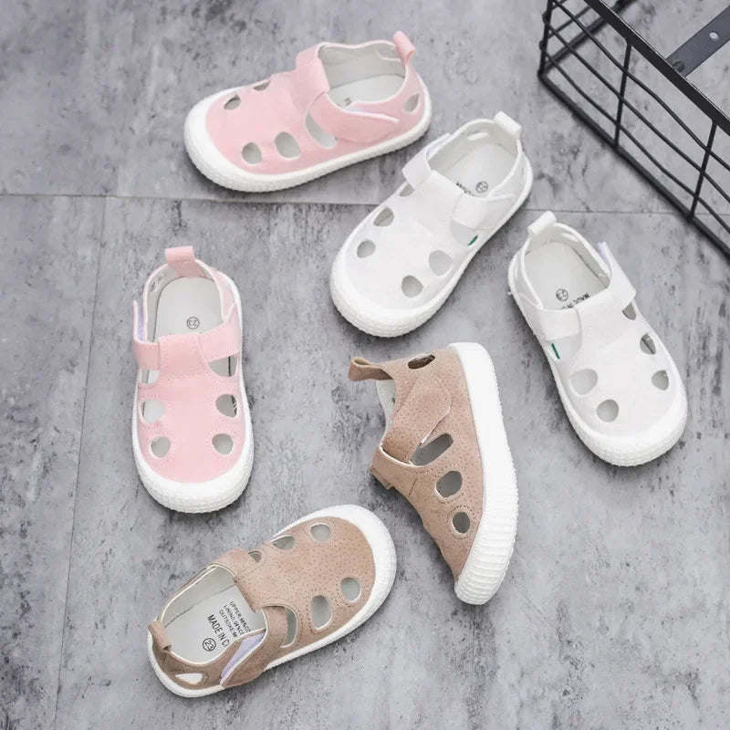 Kids Half Sandals Boys Sports Casual Shoes Cut-outs Hollow Fashion 2024 New Spring Summer Toddlers Children Girls Sandals 21-30
