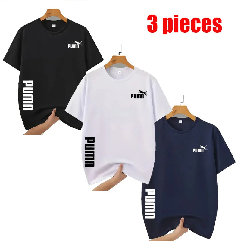 Pack Men's Quick Dry Mesh T-shirts, Casual Loose Fit Crew Neck Short Sleeve Tops for Sports & Daily Life