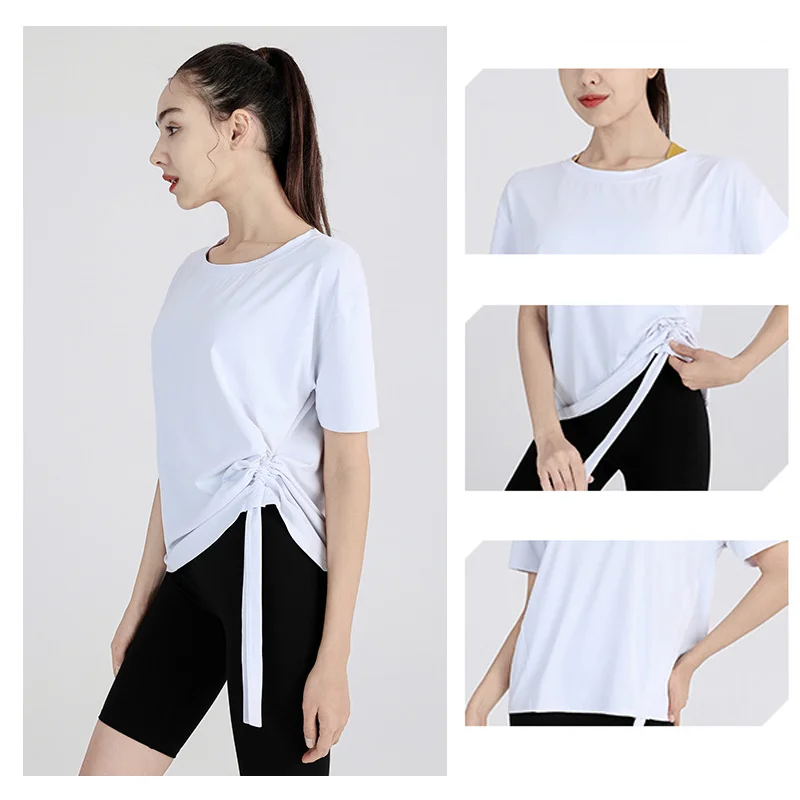 Sports Blouses Woman Dance Sports Practice Clothes Loose Fit Top for Fitness Female Short Sleeve Tee Training T-shirt for Women