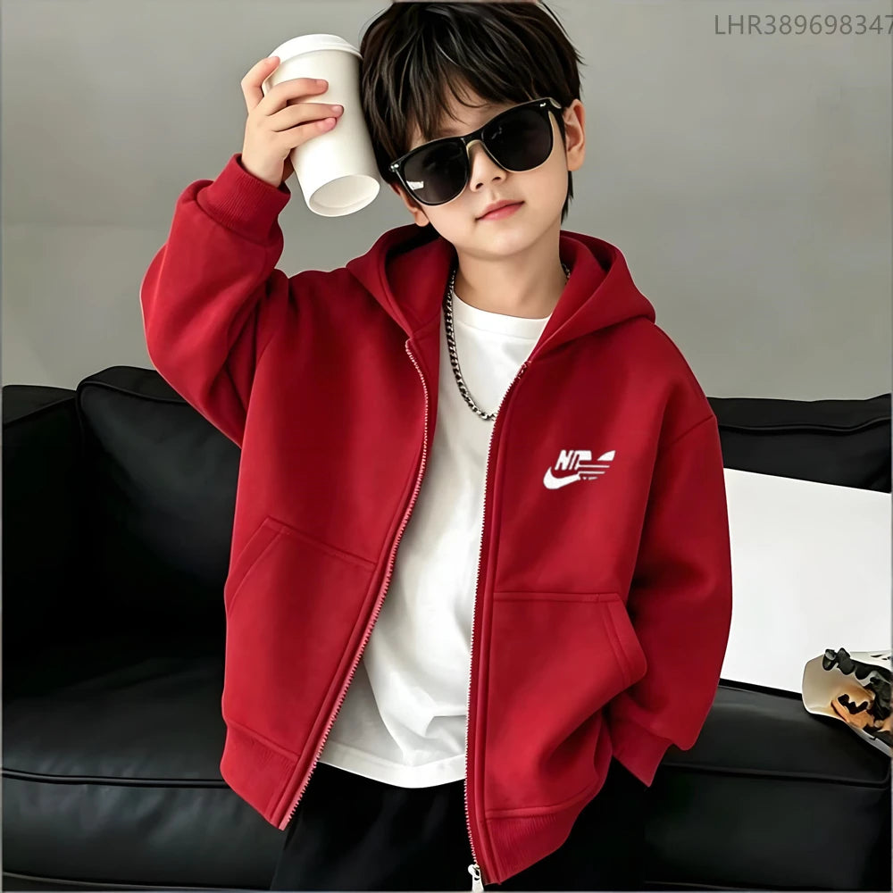 Children Coat Zipper Style Hoodies Girls Boys Age 3-12 Kids Fashion Black Pink  Long Sleeves Autumn Clothing Fun Brand Print