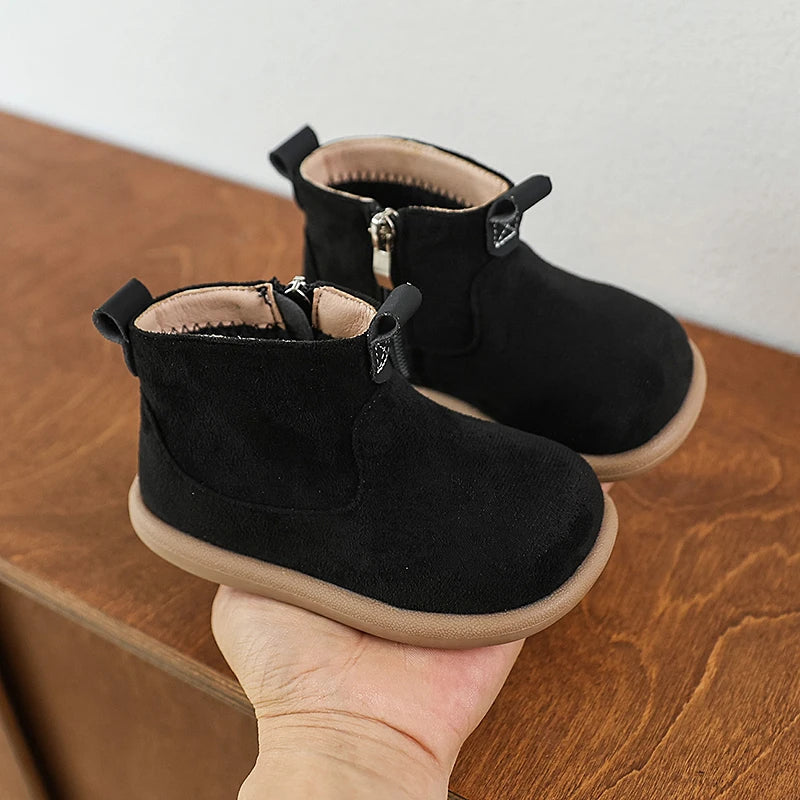 Baby Boys Girls Boots Autumn Winter Children Casual Shoes Outdoor Anti-slip Infant Shoes Oxford Suede Plush Kids Ankle Boots