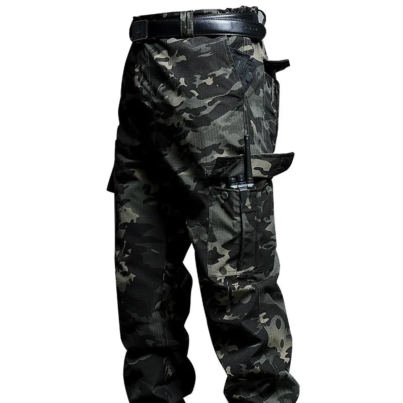 Water-Resistant Tactical Work Pants for Men Multiple Pockets Outdoor Military Fans Casual Pants Spring Autumn American Style
