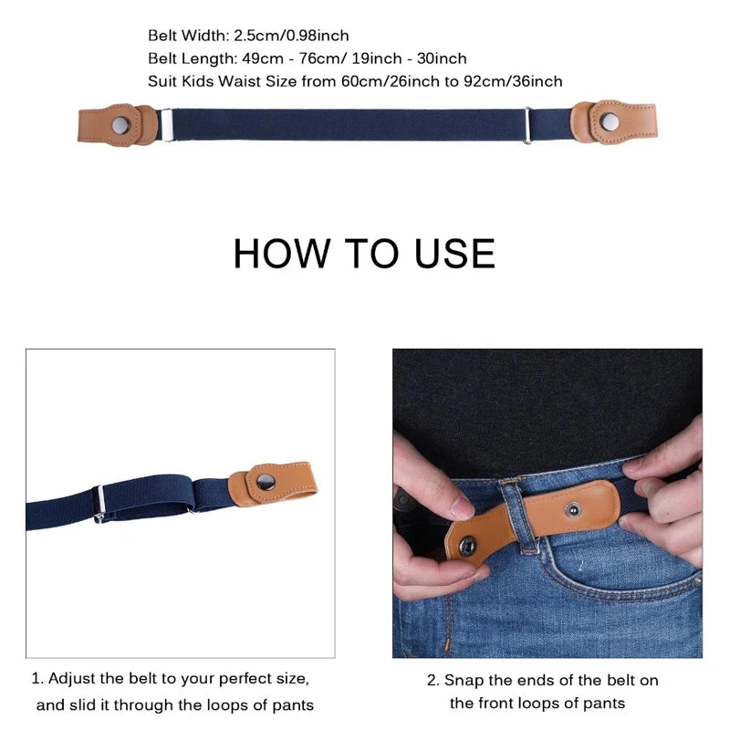 Girls and Boys Elastic Jeans Belt Without Buckle Kids Easybelt Adjustable Stretch Strap Fashion Student Waistband Belts