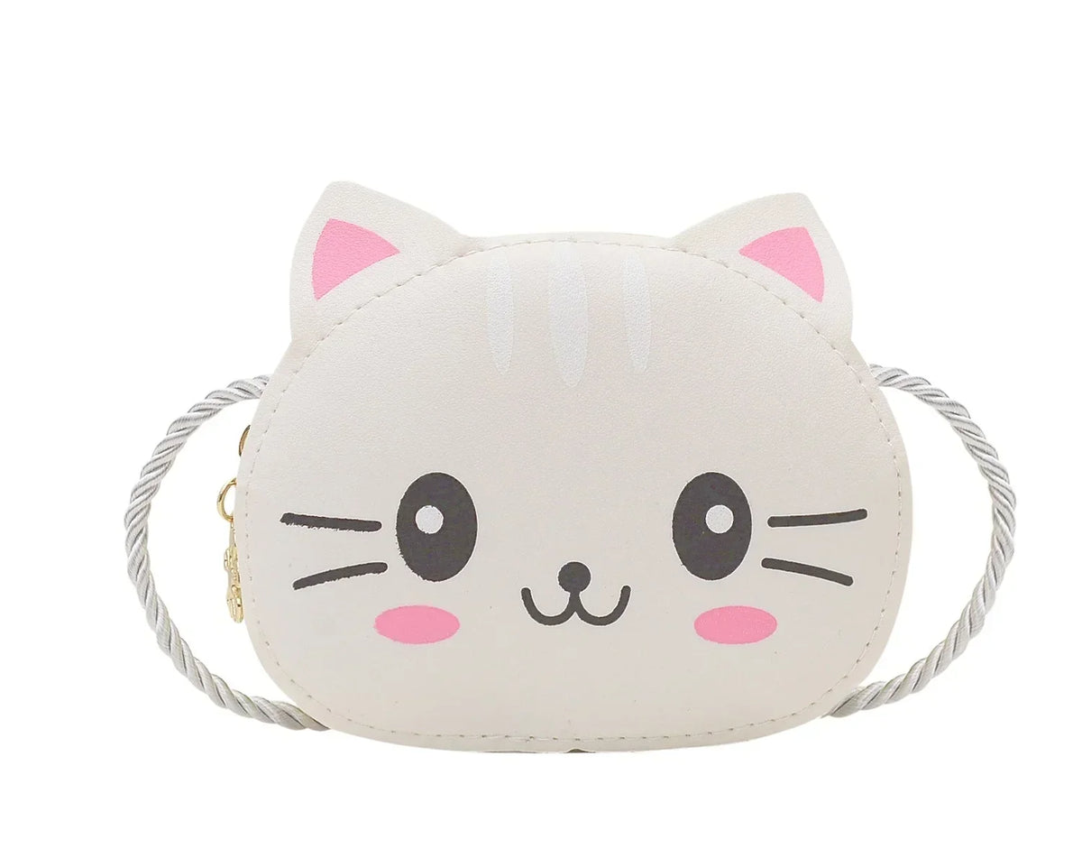 Baby Girls PU Leather Small Shoulder Crossbody Bags Cute Cat Kids Coin Purse Wallet Fashion Children's Mini Handbags