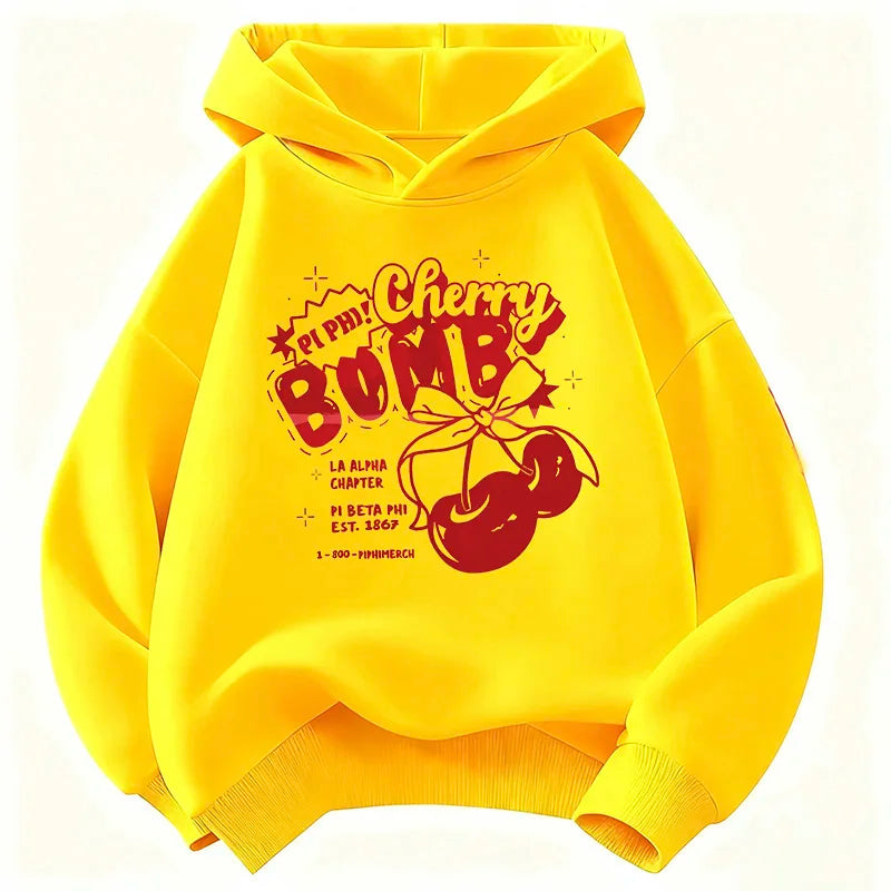 Y2k Girls Hoodie Cherry Design Children's Sweatshirt Cute Hoody for Boys Girls Autumn Winter Casual Hoodies Kids