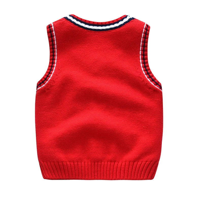 School Uniform Autumn Children's Vest Sweater Kids Knitted Pullover Outerwear Coat For Teen Boys Girls 2-6 Years Tops Waistcoat