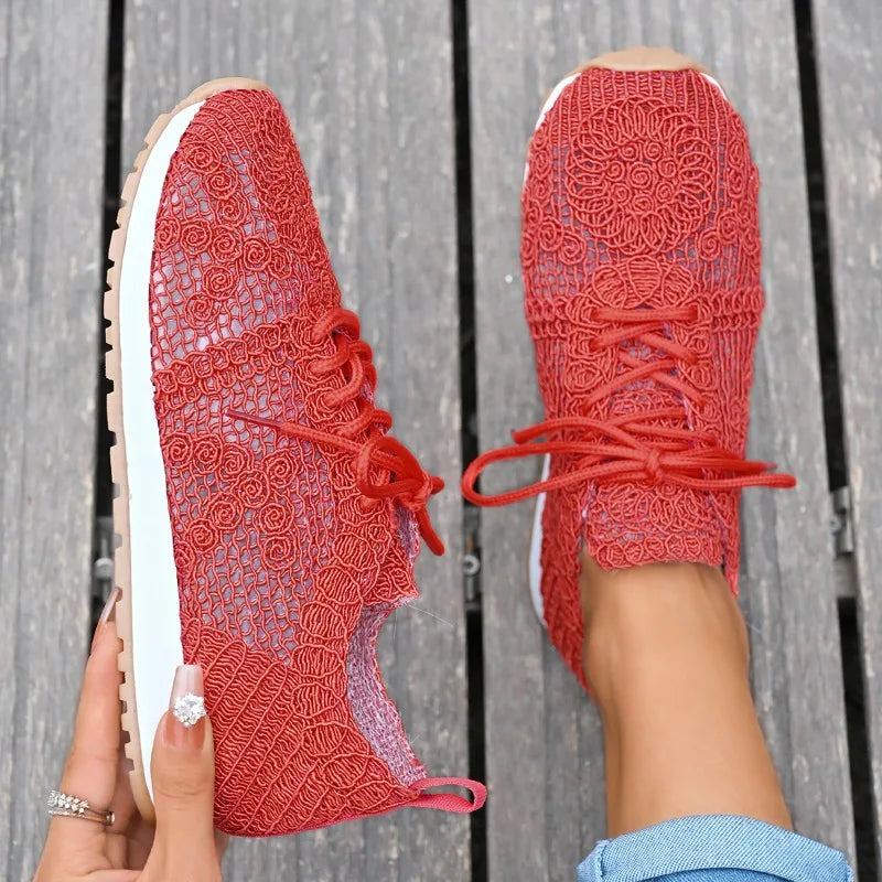 2025 New Sneakers for Women Fashion Breathable Comfortable Soft Sneakers Women Mesh Fabric Lace Up Woman Shoes Female Footwear
