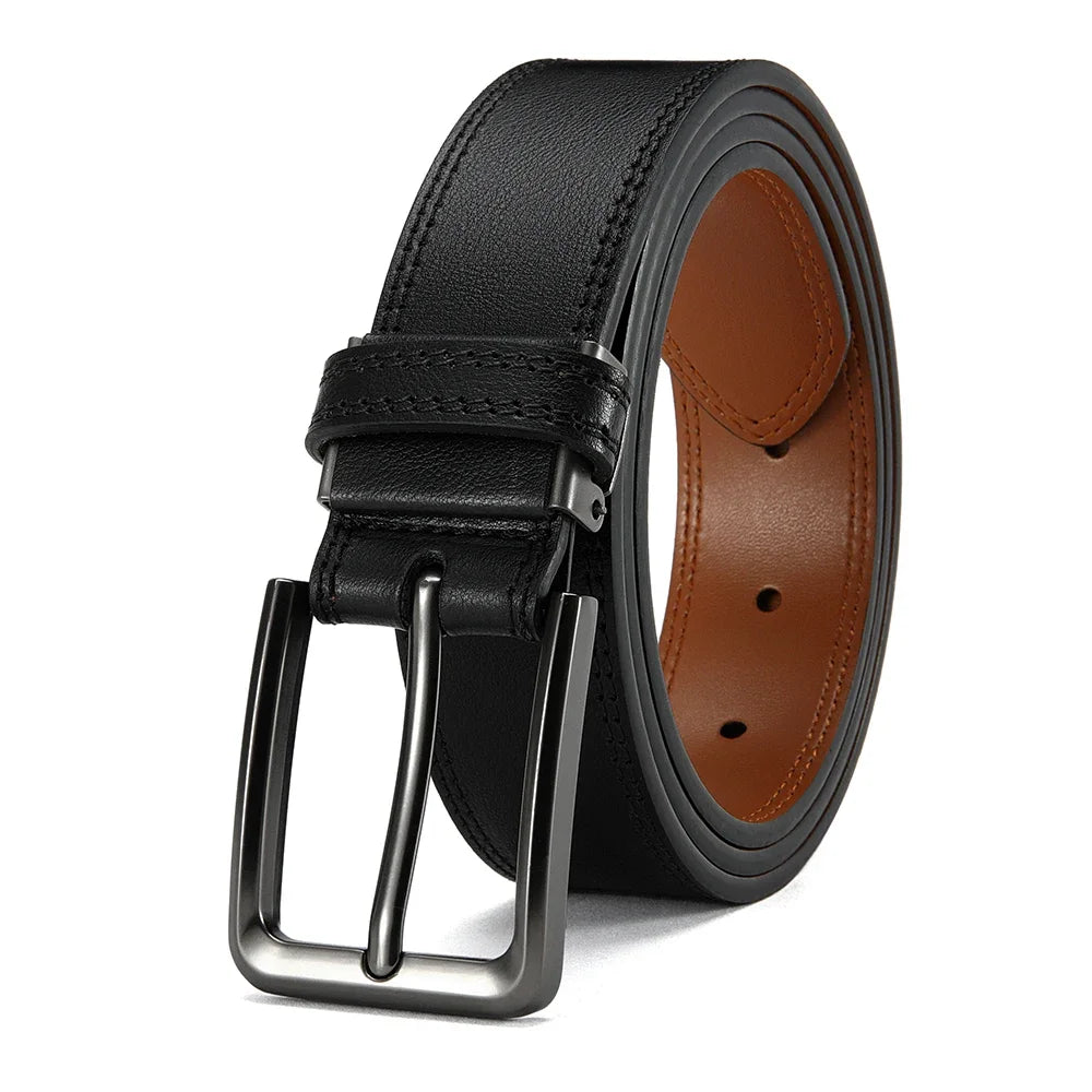 Men Belts High Quality Genuine Leather LONG Large Pin Buckle Metal Automatic Buckle Male Belts Strap Male