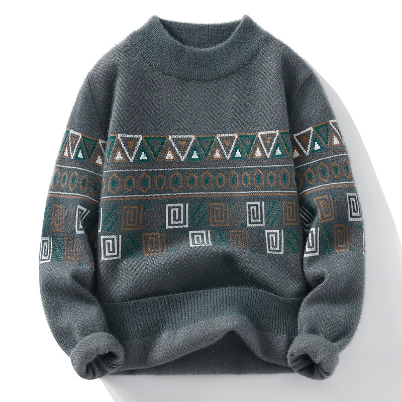 Men's Fashion stripe pattern Sweaters 2024 Autumn/Winter Loose Knittwear Men sweater youth Thick Warm wool pullovers M-4XL ﻿